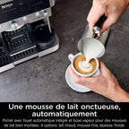 NINJA Machine à café Luxe Essential 2-en-1, Latte, Cappuccino et Espresso avec broyeur à grains et mousseur à lait intégrés, facile à utiliser, 2 préréglages mousse, argent, ES501EU