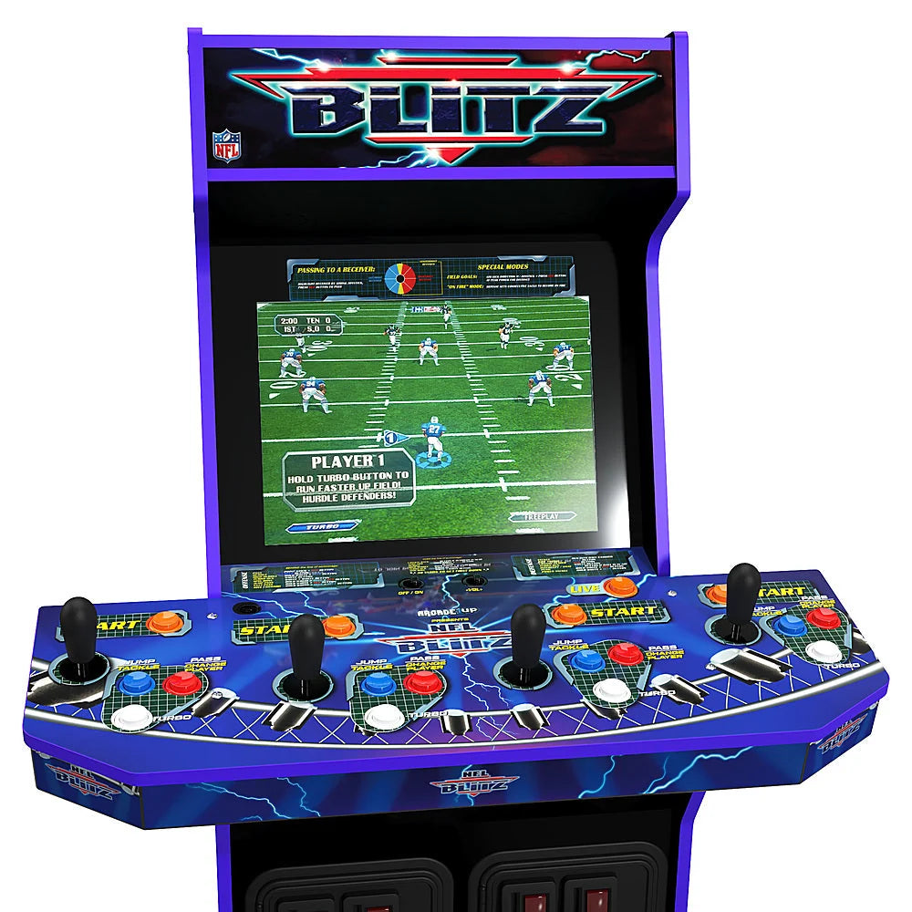 Arcade1Up – Máquina Arcade NFL Blitz con Base Elevadora y Marquesina Iluminada – Multicolor
