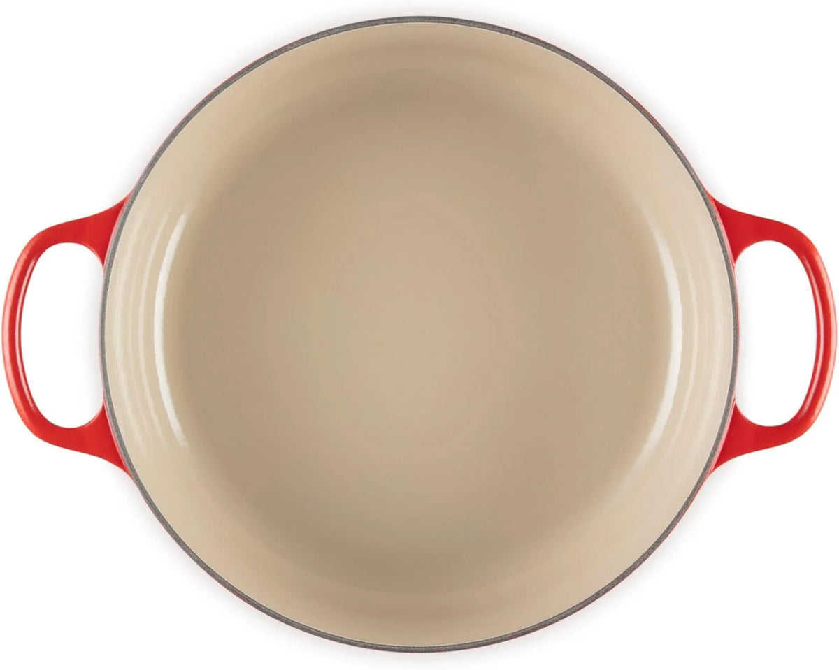 LE CREUSET Cocotte Ronde Basse en Fonte émaillée Signature, 30 cm, 6,2 L, Cerise, 21179300602430