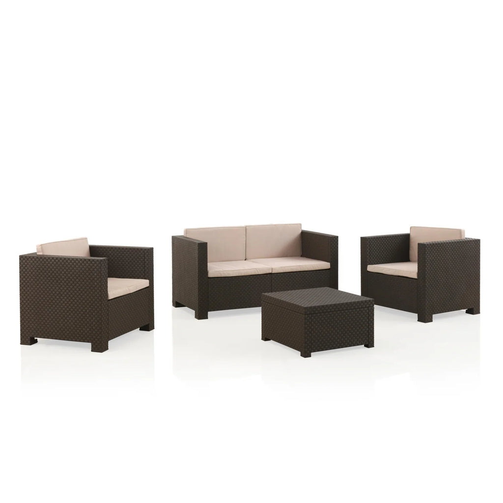 Conjunto de Jardín Sofá + 2 Sillones + Mesa de Centro, Diva Confort - Wengué