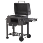Barbacoa De Carbón Parrilla De Acero Gris Con Tapa Rejilla Ruedas 2 Estantes Termómetro Cenicero Extraíble Jardín Pavlof - Gris