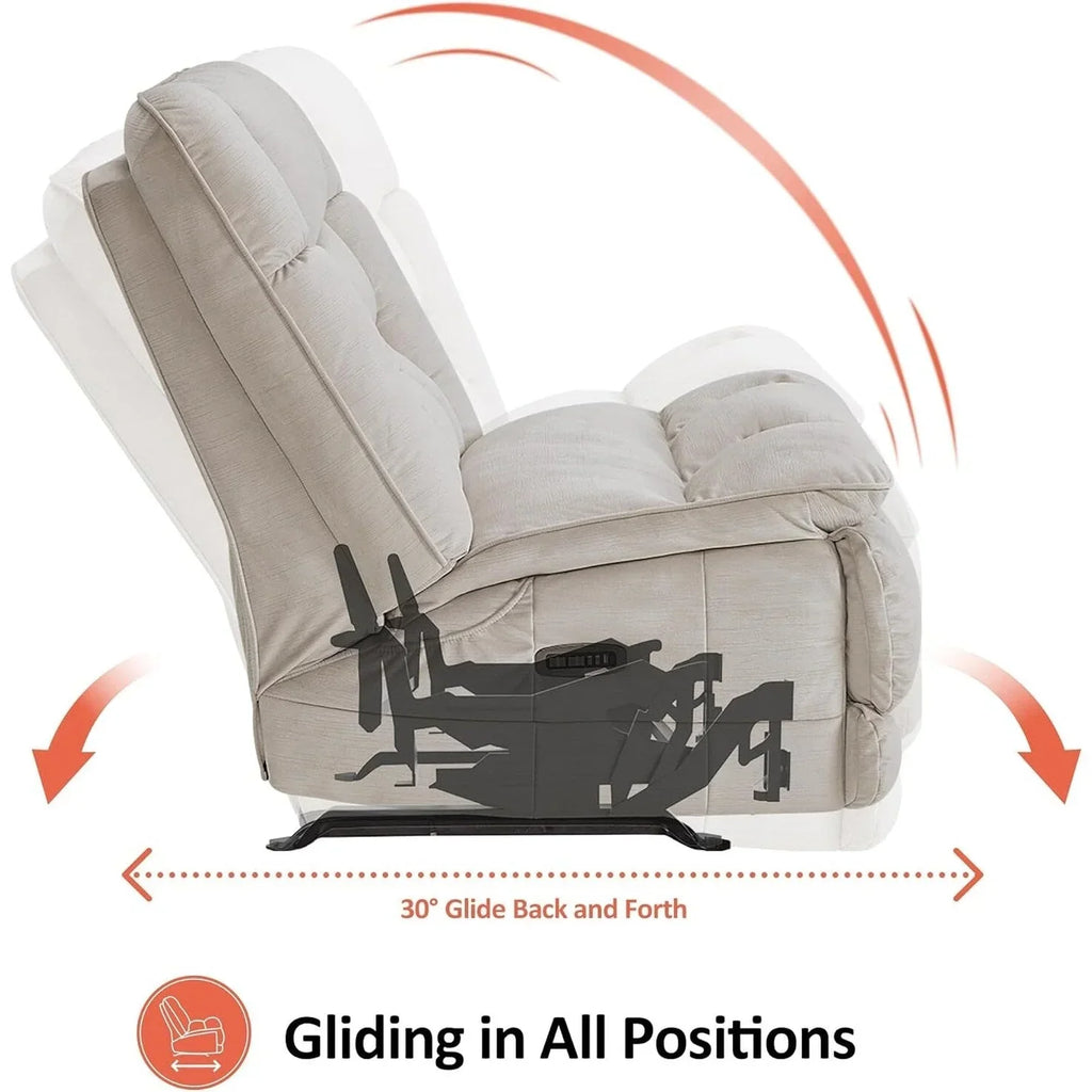 MCombo Oversized Dual Motor Armless Power Rocker Recliner Chair, Zeroarms Recliner Perfect for Living Room Fabric PR607