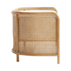 Ehan Solid Ash Wood & Rattan 3 Seater Sofa