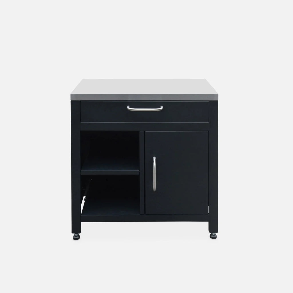 Cocina Exterior De Acero 1 Cajón Y 1 Puerta, 80cm, Negro