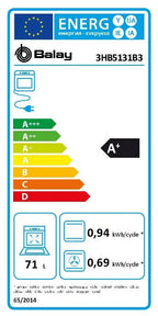 Horno Multifunción Balay 3HB5131B3, 2,7 kW, 71 L, Apertura Abatible, 7 Funciones de Cocción, Eficiencia A+ - Blanco