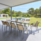 Hespéride - Table de Jardin Extensible Evasion Beige - 10 Places - Aluminium Antirouille Aluminium Effet Bois - Rallonge Coulissante