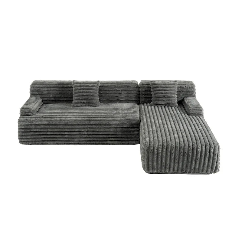 Cloud Sectional Sofa, Modern Upholstered Couch with 2 Throw Pillows, Free-Combined Sofa, Modular Sectional L Shaped Couch