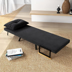 HOMCOM Sofa Bed 2 Seater Folding Sofa Bed Upholstered in Velvet with 5 Levels Adjustable Backrest and Padded Pillows for Office Bedroom Living Room 102 x 73 x 81 cm Beige