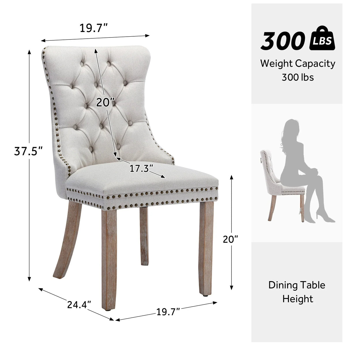 Upholstered Tufted Velvet Dining Chair with Solid Wood Legs Set of 6