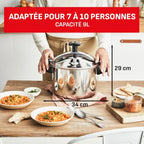 SEB Cocotte-minute 9L, 7 à 10 personnes, Induction, Cuisson plus rapide saine, Fabrication française, Garantie 10ans, Éco-conçue, Système de sécurité, Livre recettes, Authentique Eco-Design P0534900