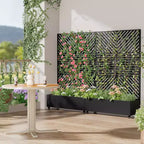 MAYEERTY Planter Box with Trellis Iron Black Parallel Line 01 Louvered Classic Combined Style 72x47x16in 3-Piece Set