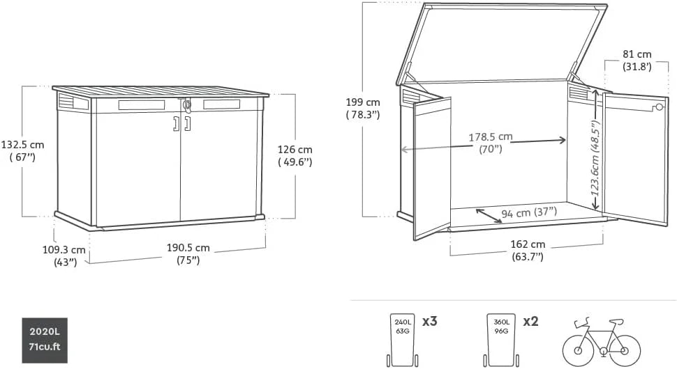 Keter Coffre de rangement pour jardin Signature 2020L - Aspect bois