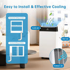 Garvee Climatiseur Mobile 12000 BTU, 4 En 1 Avec Mode Nuit, Timer 24H - Refroidit Jusqu'à 50 M² - Pour Bureau, Chambre, Camping-Car - Énergie a, Silencieux