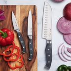 Juego de Cuchillos de Cocina Premium de 19 Piezas con Bloque de Madera | Cuchillería de Acero Inoxidable Alemán Master Maison con Afilador de Cuchillos y 8 Cuchillos para Bistec