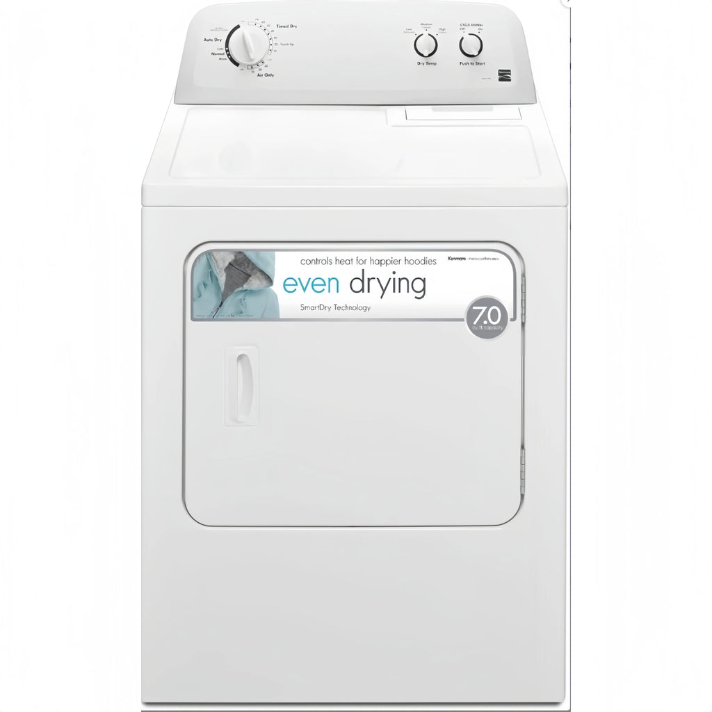 Secadora Eléctrica Kenmore de Carga Frontal de 29″ con Tecnología Wrinkle Guard y Capacidad Total de 7.0 Pies Cúbicos, Blanco