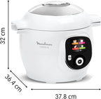 Moulinex, Cookeo Multicuiseur intelligent 6L, 80 recettes intégrées, Cuisson sans surveillance, Ecran intuitif, Guide de cuisson, Application MyMoulinex, 1600W, Blanc, 15 ans réparabilité CE854110