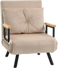 HOMCOM Sofa Bed 2 Seater Folding Sofa Bed Upholstered in Velvet with 5 Levels Adjustable Backrest and Padded Pillows for Office Bedroom Living Room 102 x 73 x 81 cm Beige
