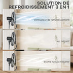 HOMCOM Ventilateur brumisateur 100 W à ionisation négative, ventilateur sur pied 130 cm, oscillation à 120°, 3 vitesses, 3 modes, réservoir d'eau 1,5 L, télécommande, minuterie 9h, roulettes, noir