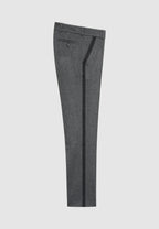 Pantalon en flanelle de laine gris à bandes latérales contrastées