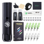 Kit de Máquina de Tatuaje Inalámbrica Dragonhawk X3 con 10 Cartuchos y Dos Botellas de Tinta Negra