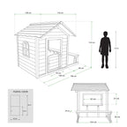 Casita Infantil De Madera Robincool 1,2 M² De 116x138x132 Cm Diseño Abierto Con Ventanas Y Banco Exterior