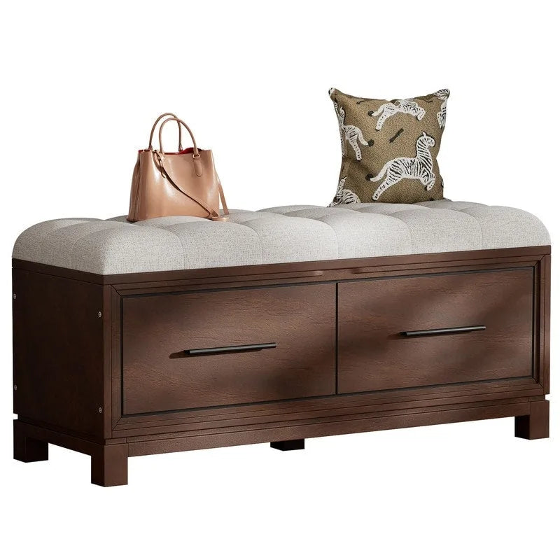 Shoe Bench with Removable Cushion and Hidden Storage for Entryway and Living Room Organization