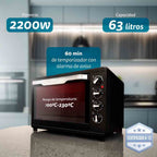 Horno Eléctrico Multifunción De Sobremesa  De 63l - Hr-63rmrrusti - 2200w - Negro