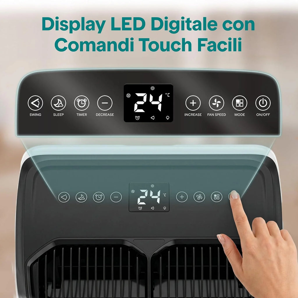 SereneLife Climatiseur Portable 14 000 BTU 4 en 1 – Clim Mobile Silencieuse avec Évacuation, Contrôle APP, Refroidissement, Chauffage, Déshumidificateur, Ventilation et Kit Fenêtre, jusqu’à 32 m²