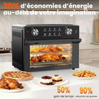 Mini four professionnel - Four a air, 30L/21 Programmes/30-230℃,  Lumière intégrée, Cavité et plateaux en acier inoxydable