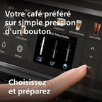 Philips Expresso broyeur Série 5500 – 20 Boissons Chaudes et Glacées, Carafe LatteGo facile à nettoyer, SilentBrew, QuickStart, Machine à café à grain Noir/Argent (EP5546/70)