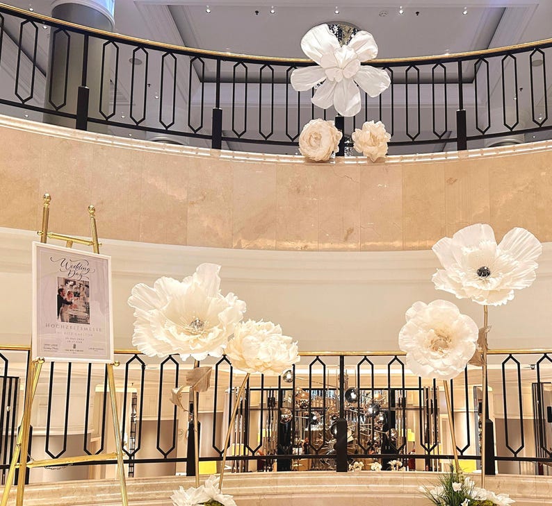 Amapola gigante de papel crepé, 1,8 m, decoración para bodas