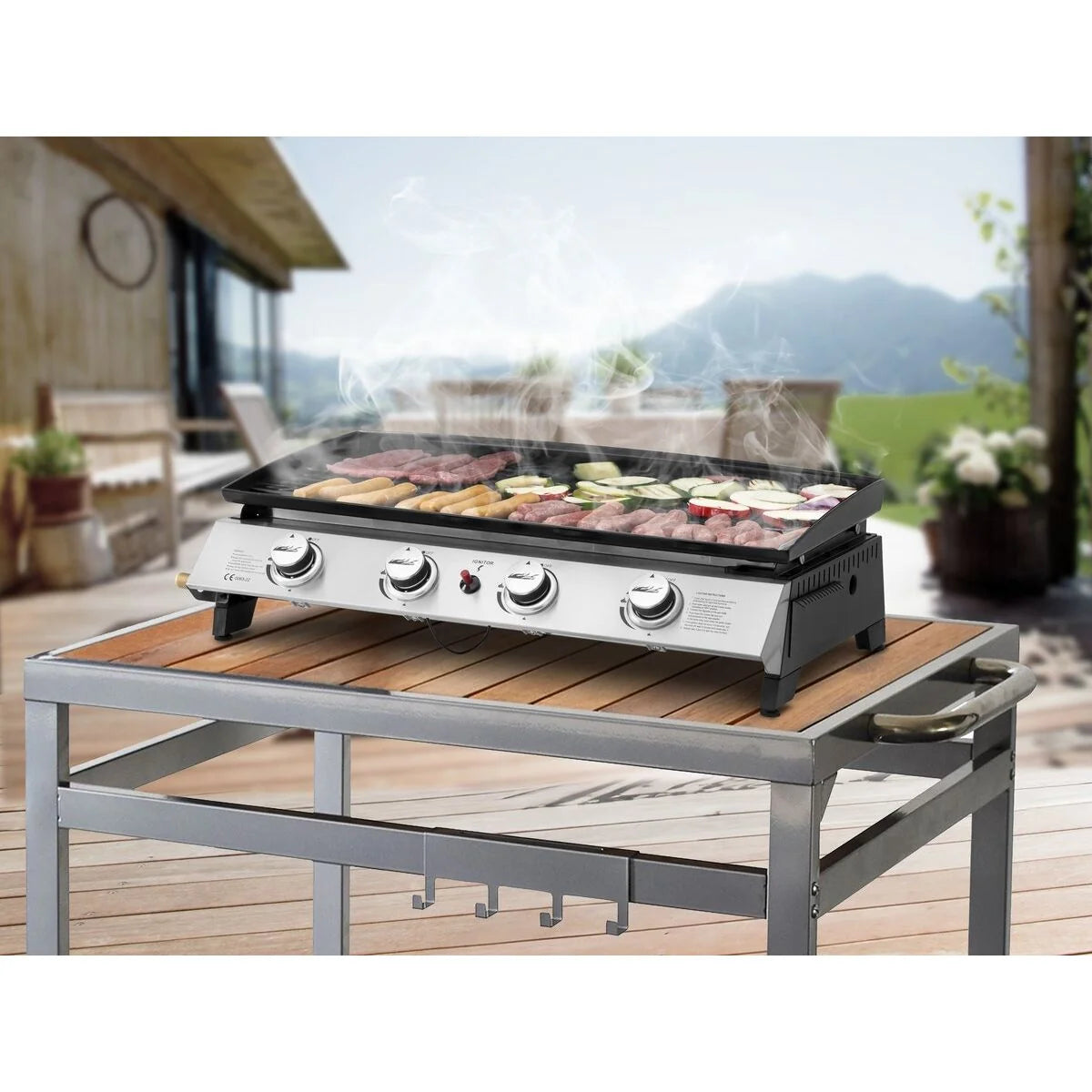 Plancha De Gas 4 Quemadores "jolly" - 10 Kw - Gris