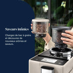 De’Longhi Rivelia - Perfetto Machine à Café Automatique, Mousseur à Lait Classique, 8 Boissons Enregistrées, Écran Tactile Couleur, Réservoir à Grains de Café Interchangeables, Noir (EXAM440.35.BG)