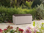 Keter Novel Caja de Almacenamiento Plástica para Deck, Mueble de Patio Exterior, 90 Gal, Marrón