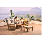Conjunto de Jardín Mesa + Sofá + 2 Sillones + Mesa Auxiliar + Asiento Otomano + Bandeja de Madera, Bali