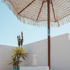 Sombrilla hecha de macramé BINIBECA para exterior ø210x229cm