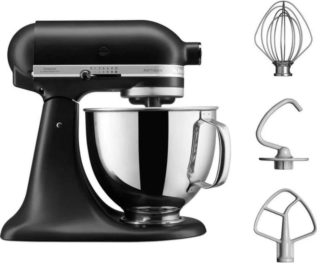 Robot pâtissier multifonction KitchenAid Artisan à tête inclinable avec 4 accessoires et bol de 4,8 L | Crème