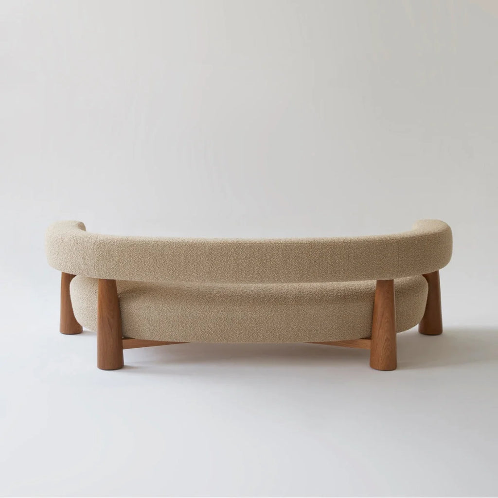 Faber 3 Seater Oak Wood Sofa White