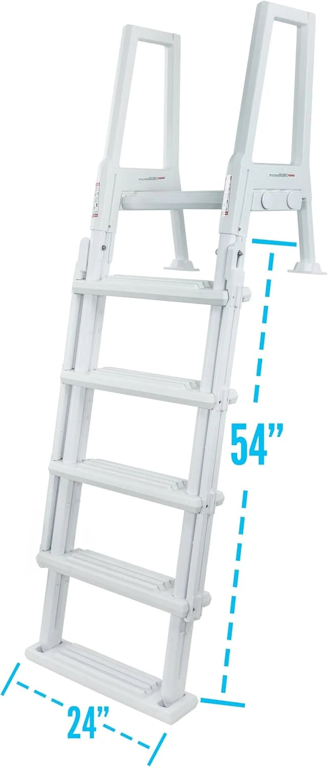 Escalones antideslizantes Aqua Select para piscinas elevadas | Azul | Para piscinas sobre tierra | Se pueden montar en terrazas de 48" a 54" de altura | Escalera de seguridad con capacidad hasta 250 lbs