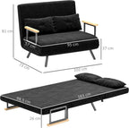 HOMCOM Sofa Bed 2 Seater Folding Sofa Bed Upholstered in Velvet with 5 Levels Adjustable Backrest and Padded Pillows for Office Bedroom Living Room 102 x 73 x 81 cm Beige