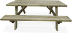 Alice's Garden - Table de Pique Nique Bois de pin + 2 bancs rabattables en Bois. 6 Places - PANCHINA - Table de Jardin Robuste en pin sylvestre