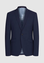 Veste coupe ajustée en laine bleu nuit
