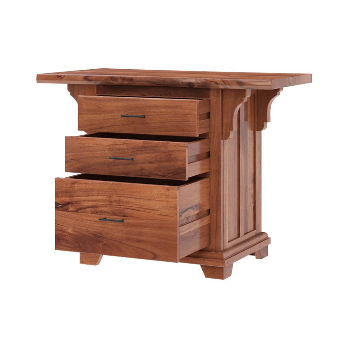 Nismaaya Ace Large Live Edge Top Solid Wood 3 Drawer Vertical File Cabinet