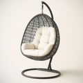 Fauteuil suspendu en résine tressée avec coussin en polyester blanc