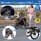 Coche Deportivo para Correr con Ruedas de Goma Confort / Entrada sin Cremallera / Plegado Rápido con Una Mano / Estructura de Aluminio para Perros, Gatos y Mascotas Pequeñas o Medianas (Camuflaje Verde)