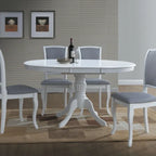 Table à Manger Blanche 106cm Extensible Blanche Avec Pied Central Ade Blanc Table