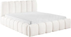 FURNISTAR MIA Lit capitonné avec coffre de lit, lit 140 x 200 cm, lit double avec espace de rangement et sommier à lattes, aspect lit à sommier tapissier, sans matelas, chambre à coucher - Blanc