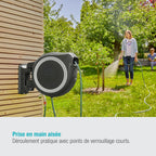 Gardena Enrouleur de Tuyau Mural Rollup L (Blanc) – Longueur 30m – Ø13mm– Garantie 5 Ans– Dévidoir pivotant à 180°– Kit Complet avec Lance, raccord, Tuyau et Support Mural Inclus (18627-20)