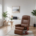 Leather Adjustable Swivel Lounge Chair with Footrest and Armrest