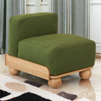 Batson Oak Wood & Velvet 1 Seater Sofa Green